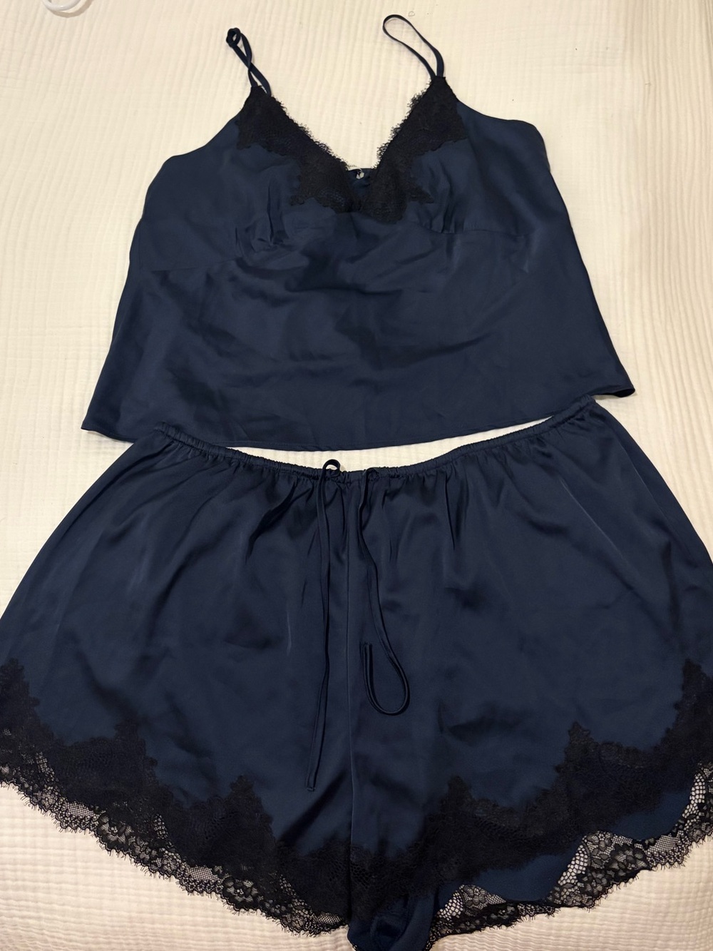 TWO sets (4 items) Abercrombie & Fitch Satin Lace Trim Camis & Shorts